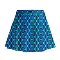 Blue Circles On A Dark Blue Background Mini Flare Skirt by SychEva