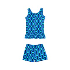 Blue Circles On A Dark Blue Background Kids  Boyleg Swimsuit by SychEva