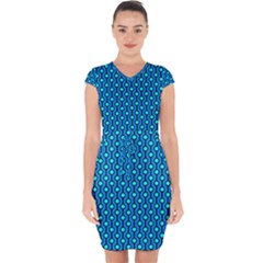 Blue Circles On A Dark Blue Background Capsleeve Drawstring Dress  by SychEva