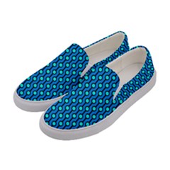 Blue Circles On A Dark Blue Background Women s Canvas Slip Ons by SychEva