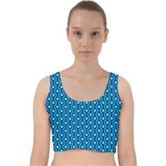 Blue Circles On A Dark Blue Background Velvet Racer Back Crop Top by SychEva