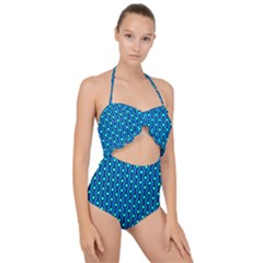 Blue Circles On A Dark Blue Background Scallop Top Cut Out Swimsuit by SychEva