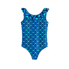 Blue Circles On A Dark Blue Background Kids  Frill Swimsuit by SychEva