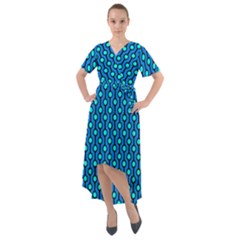 Blue Circles On A Dark Blue Background Front Wrap High Low Dress by SychEva