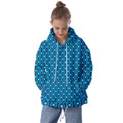 Blue Circles On A Dark Blue Background Kids  Oversized Hoodie by SychEva