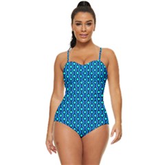 Blue Circles On A Dark Blue Background Retro Full Coverage Swimsuit by SychEva