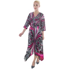 Mixed Signals Quarter Sleeve Wrap Front Maxi Dress by MRNStudios