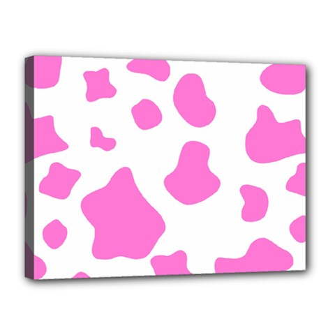 Pink Cow Spots, Large Version, Animal Fur Print In Pastel Colors Canvas 16  X 12  (stretched) by Casemiro