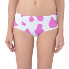 Pink Cow Spots, Large Version, Animal Fur Print In Pastel Colors Mid-waist Bikini Bottoms