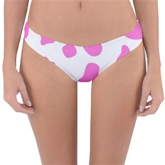 Pink Cow Spots, Large Version, Animal Fur Print In Pastel Colors Reversible Hipster Bikini Bottoms