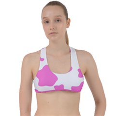 Pink Cow Spots, Large Version, Animal Fur Print In Pastel Colors Criss Cross Racerback Sports Bra by Casemiro