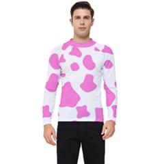 Pink Cow Spots, Large Version, Animal Fur Print In Pastel Colors Men s Long Sleeve Rash Guard by Casemiro
