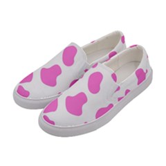 Pink Cow Spots, Large Version, Animal Fur Print In Pastel Colors Women s Canvas Slip Ons by Casemiro