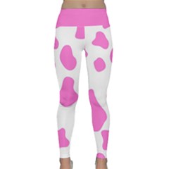 Pink Cow Spots, Large Version, Animal Fur Print In Pastel Colors Lightweight Velour Classic Yoga Leggings by Casemiro