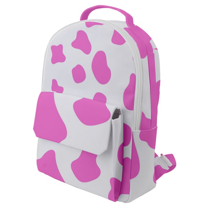 Pink Cow spots, large version, animal fur print in pastel colors Flap Pocket Backpack (Small)