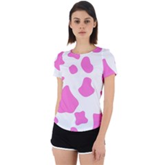 Pink Cow Spots, Large Version, Animal Fur Print In Pastel Colors Back Cut Out Sport Tee by Casemiro