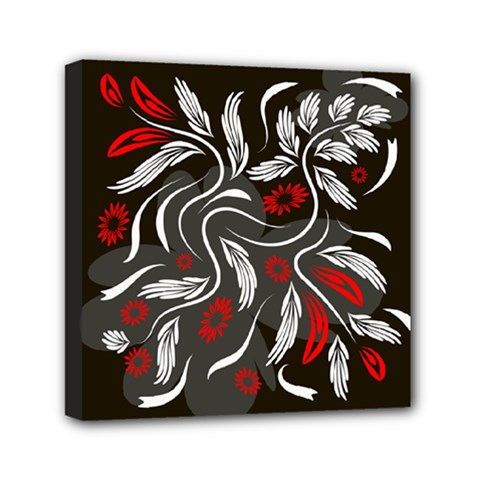 Folk Flowers Floral Art Print Flowers Abstract Art  Mini Canvas 6  X 6  (stretched)