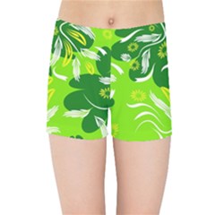 Folk Flowers Pattern Floral Surface Design Seamless Pattern Kids  Sports Shorts