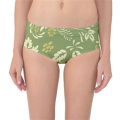 Folk Flowers Pattern Floral Surface Design Seamless Pattern Mid-waist Bikini Bottoms