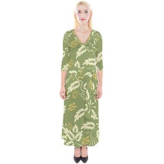 Folk Flowers Pattern Floral Surface Design Seamless Pattern Quarter Sleeve Wrap Maxi Dress