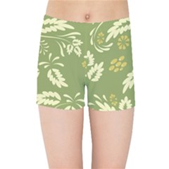 Folk Flowers Pattern Floral Surface Design Seamless Pattern Kids  Sports Shorts