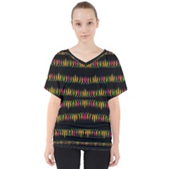 Candle Lights In Warm Cozy Festive Style V-neck Dolman Drape Top by pepitasart