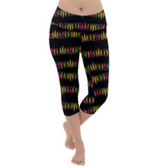 Candle Lights In Warm Cozy Festive Style Lightweight Velour Capri Yoga Leggings by pepitasart