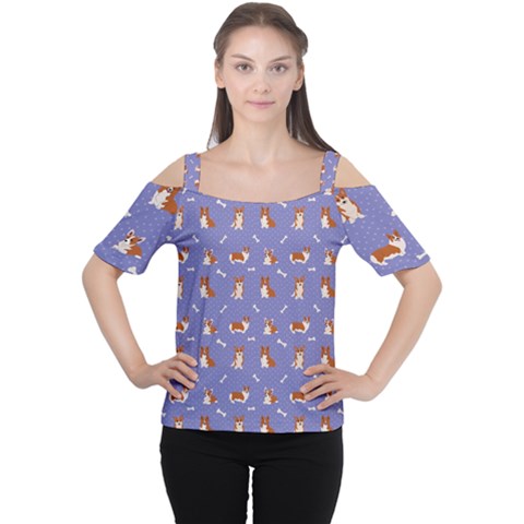 Cute Corgi Dogs Cutout Shoulder Tee by SychEva