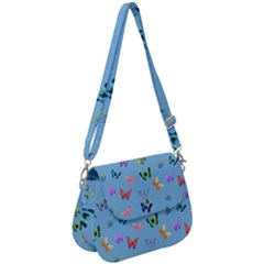 Multicolored Butterflies Whirl Saddle Handbag