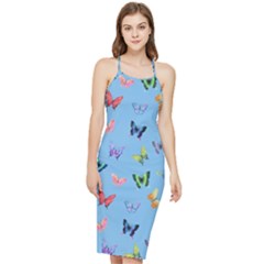 Multicolored Butterflies Whirl Bodycon Cross Back Summer Dress