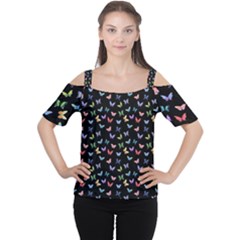 Bright And Beautiful Butterflies Cutout Shoulder Tee