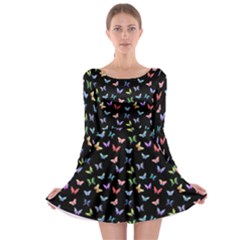 Bright And Beautiful Butterflies Long Sleeve Skater Dress by SychEva