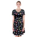 Bright And Beautiful Butterflies Short Sleeve V-neck Flare Dress View1