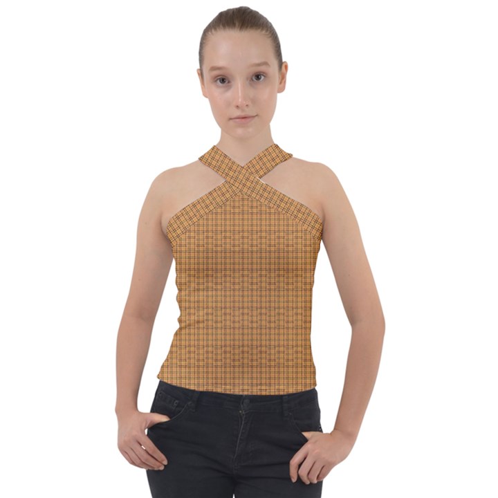 Gridline Tan Cross Neck Velour Top