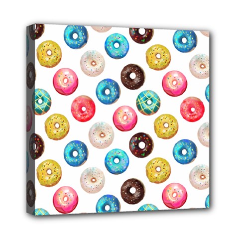 Delicious Multicolored Donuts On White Background Mini Canvas 8  X 8  (stretched) by SychEva