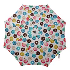 Delicious Multicolored Donuts On White Background Hook Handle Umbrellas (large) by SychEva