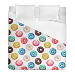 Delicious Multicolored Donuts On White Background Duvet Cover (full/ Double Size) by SychEva