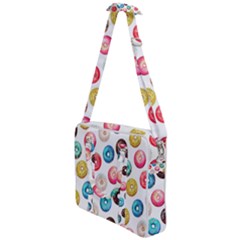 Delicious Multicolored Donuts On White Background Cross Body Office Bag by SychEva