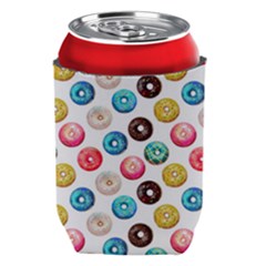 Delicious Multicolored Donuts On White Background Can Holder by SychEva