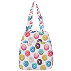 Delicious Multicolored Donuts On White Background Center Zip Backpack by SychEva
