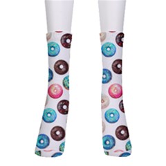 Delicious Multicolored Donuts On White Background Men s Crew Socks by SychEva