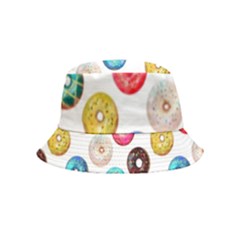 Delicious Multicolored Donuts On White Background Bucket Hat (kids) by SychEva