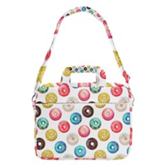 Delicious Multicolored Donuts On White Background Macbook Pro Shoulder Laptop Bag (large) by SychEva