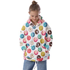 Delicious Multicolored Donuts On White Background Kids  Oversized Hoodie by SychEva