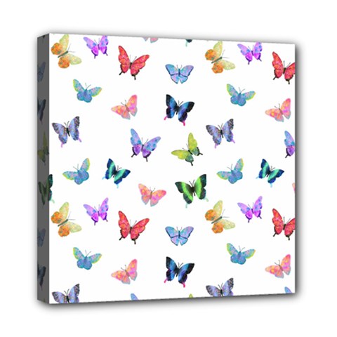 Cute Bright Butterflies Hover In The Air Mini Canvas 8  X 8  (stretched) by SychEva