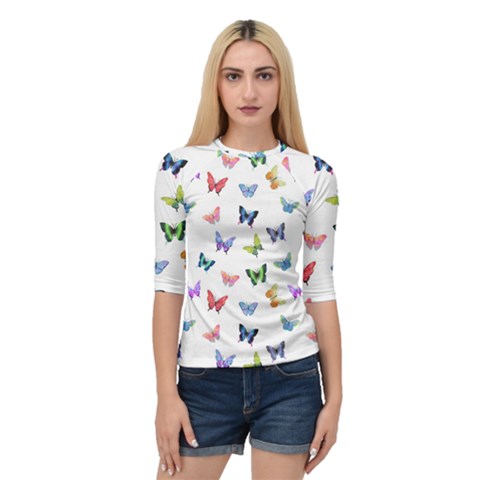 Cute Bright Butterflies Hover In The Air Quarter Sleeve Raglan Tee by SychEva