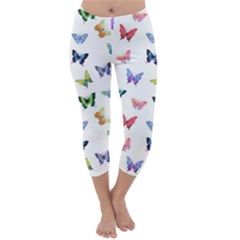 Cute Bright Butterflies Hover In The Air Capri Winter Leggings  by SychEva