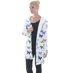 Cute Bright Butterflies Hover In The Air Longline Hooded Cardigan by SychEva