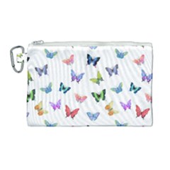 Cute Bright Butterflies Hover In The Air Canvas Cosmetic Bag (large) by SychEva