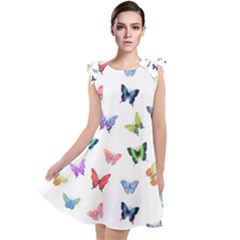 Cute Bright Butterflies Hover In The Air Tie Up Tunic Dress by SychEva